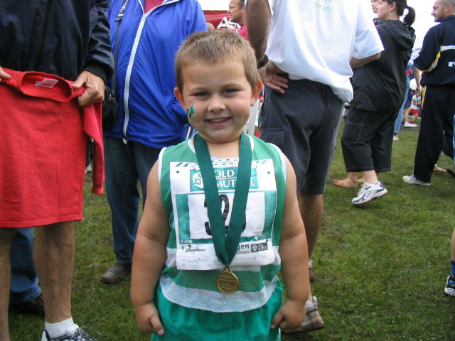 My cousin Len and Lise's youngest boy Calum Keating age 4 in his Celtic Harriers club jersey.